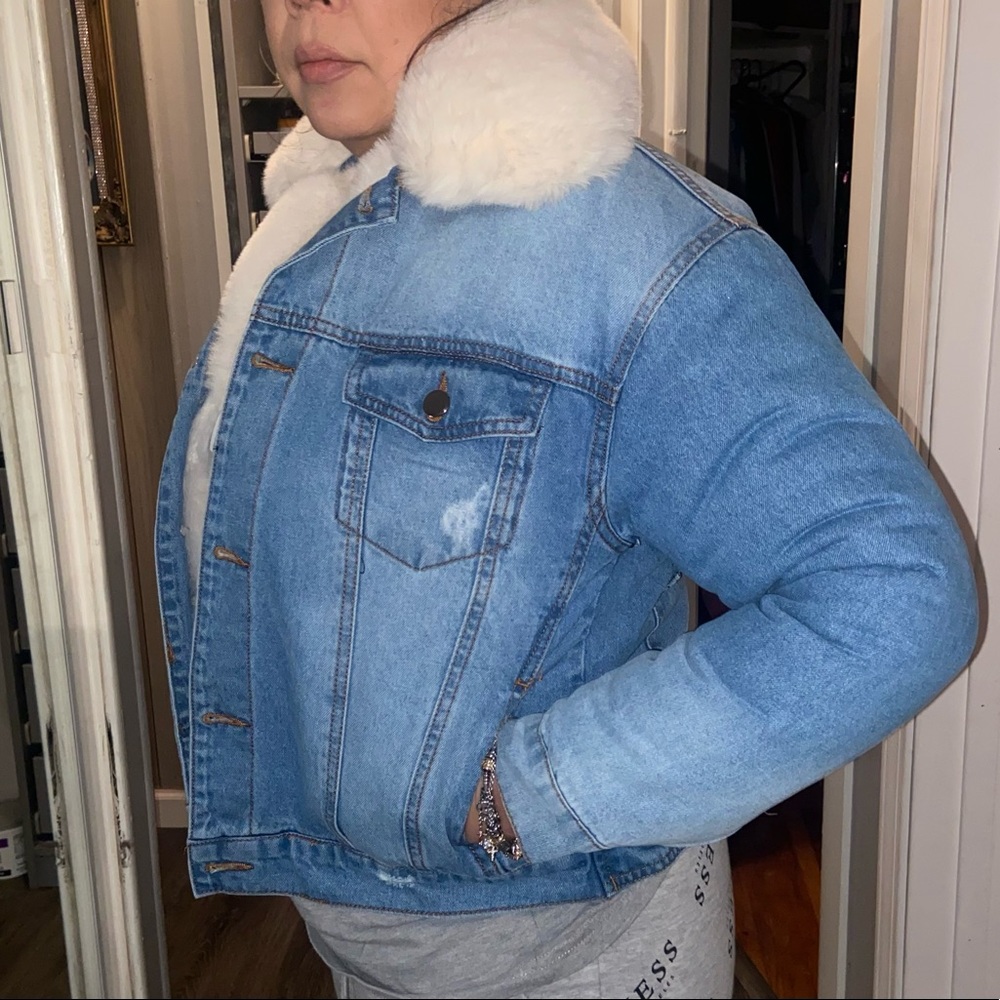 FASHION NOVA FUR JEAN JACKET - Picture 2 of 6